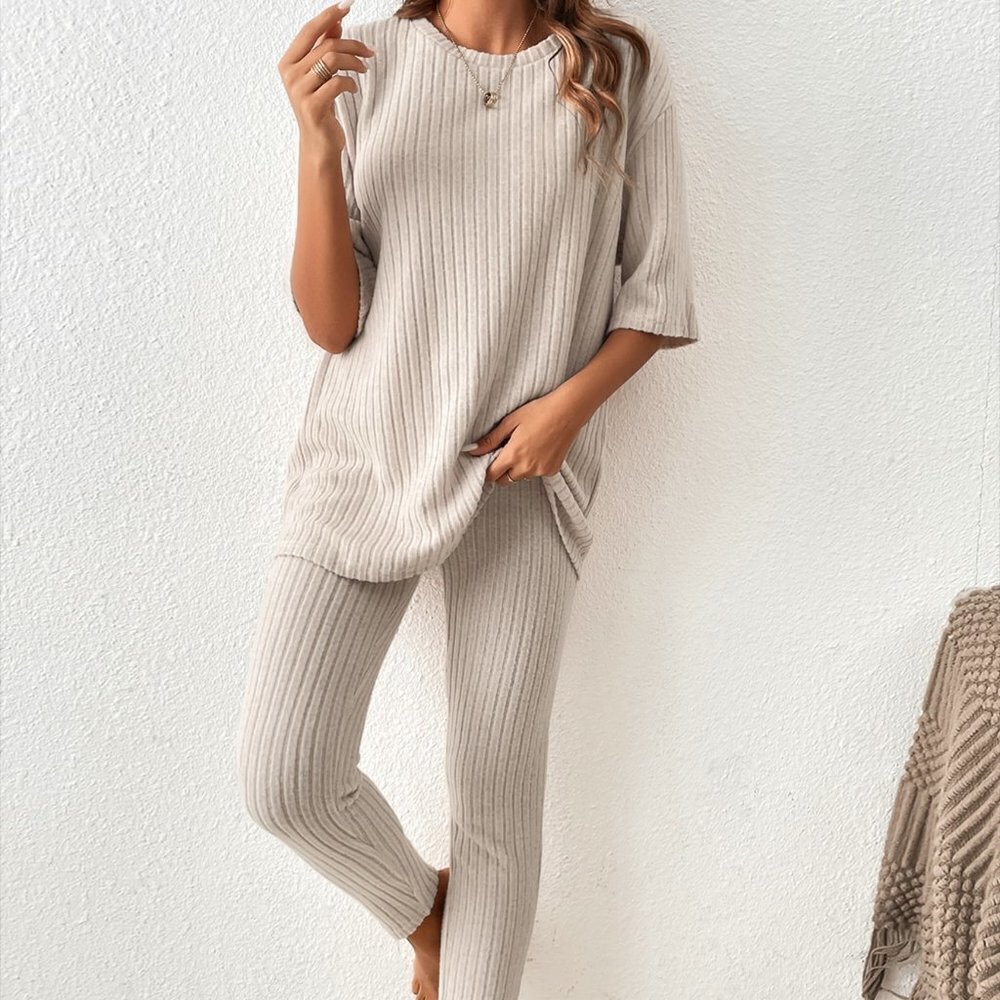 Apricot Casual Womens Drop Shoulder Tee & Leggings - Picture 3 of 5